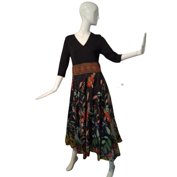 Whimsical Fairy Womens size XS Floral Flowy Career Wedding Guest Swing Dress - Picture 7 of 12